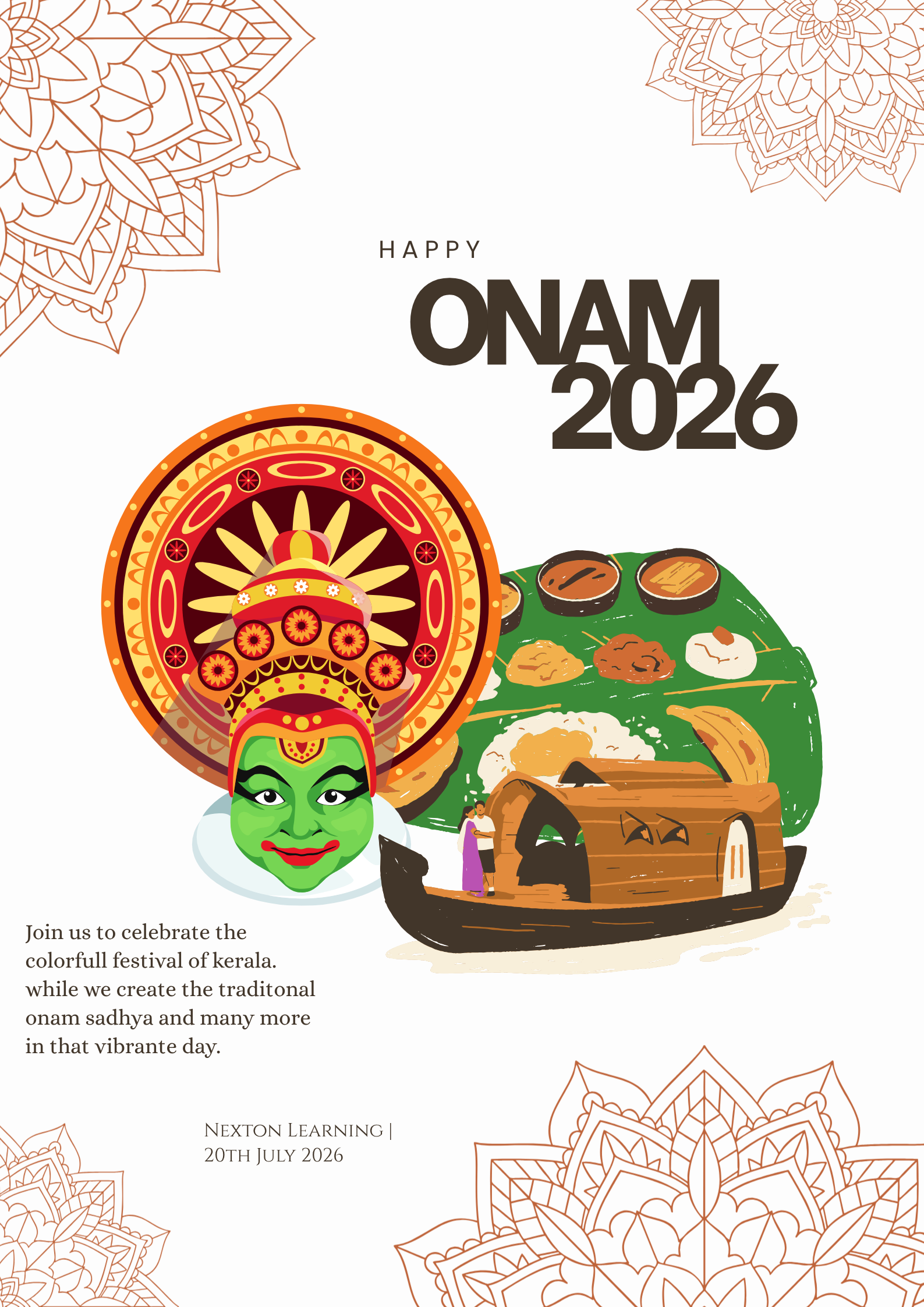 poster for Onam Celebration by Nexton Learning